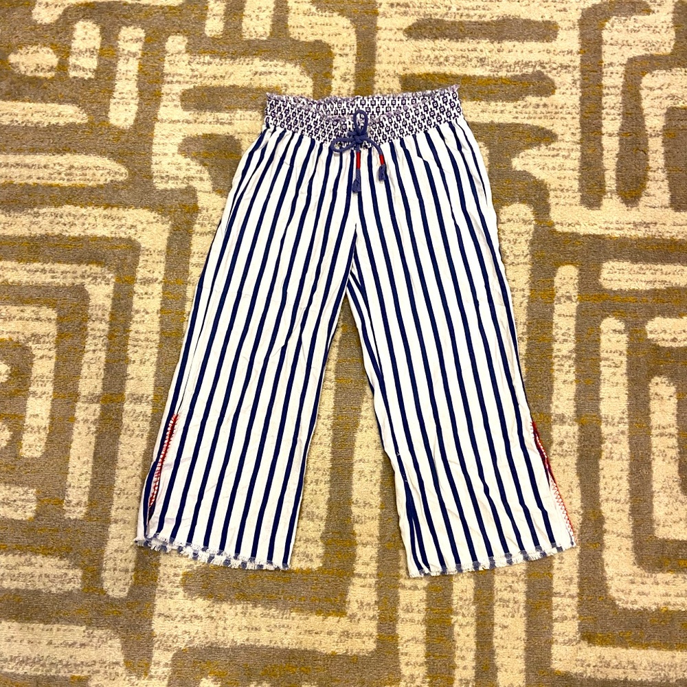 Indigo Rein blue and white stripe linen pant